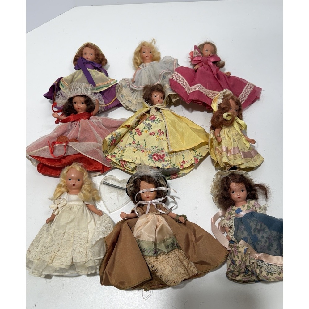Nancy Ann Storybook Dolls, Lot of 9 Dolls Vintage 1940's Bisque Frozen Leg
